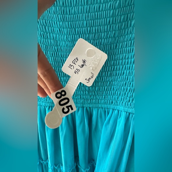 Bibi, Aqua Blue Tiered Tulle Maxi Dress, Size S | 1402 nwot - Picture 5 of 6